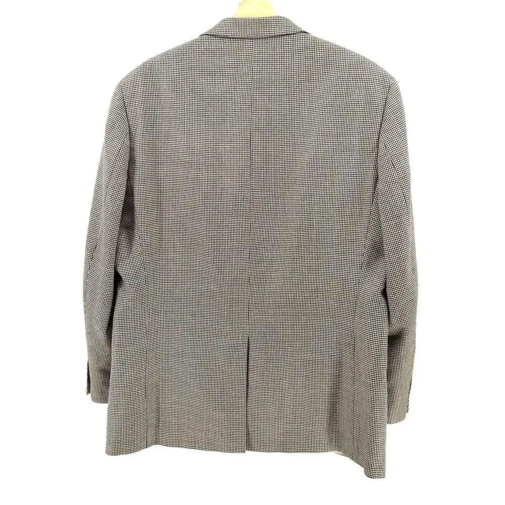 Lauren Ralph Lauren Black Tan Houndstooth Silk Wool Menswear Blazer